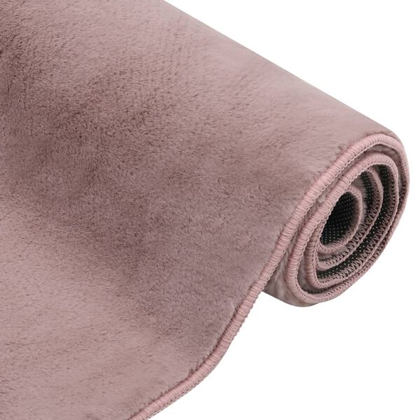 vidaXL Tappeto in Pelliccia di Coniglio Finto 180x270 cm Rosa Anticato