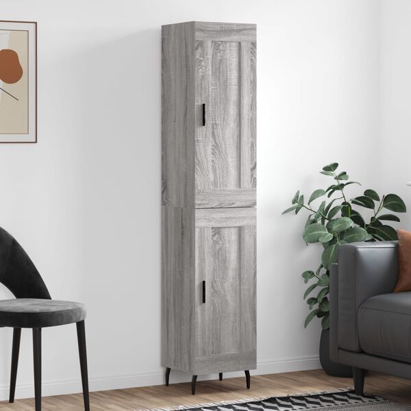 vidaXL Credenza Grigio Sonoma 34,5x34x180 cm in Legno Multistrato