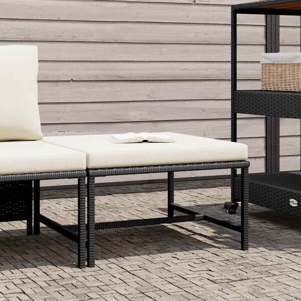 vidaXL Poggiapiedi Modulare con Cuscino in Polyrattan Nero