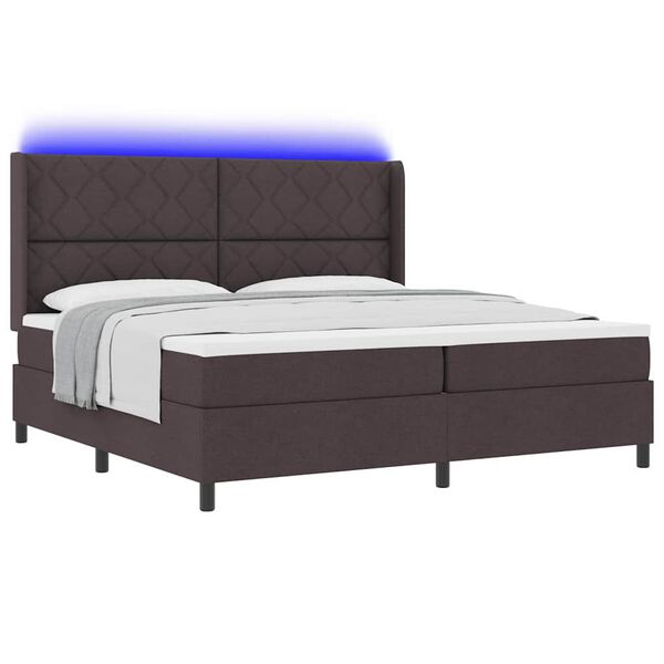 vidaXL Letto a Sorgente LED Marrone Scuro 200 x 200 cm Tessuto