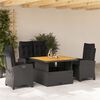 vidaXL Set da Pranzo da Giardino 5 pz Nero con Cuscini in Polyrattan