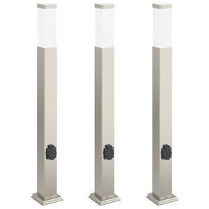 vidaXL Lampioni a colonnina con presa elettrica 3 pz 80 cm IP44