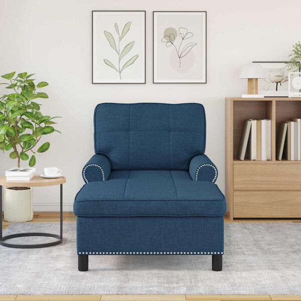 vidaXL Chaise Lounge con cuscino Blu 91 x 157 x 91 cm Tessuto