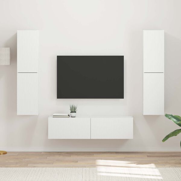 vidaXL Set mobile TV 6 pcs Bianco Legno multistrato