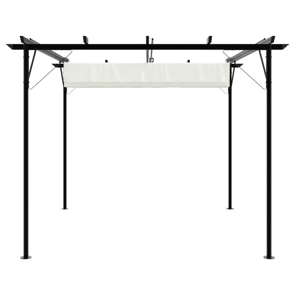vidaXL Pergola da Giardino Tetto Retrattile Bianco Crema 3x3 m Acciaio