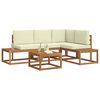 vidaXL Set di divani da esterno con cuscino 5 Pezzo Naturale e Crema