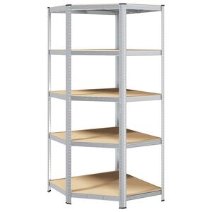 vidaXL Mensola angolare Argento 90 x 90 x 198 cm Legno multistrato