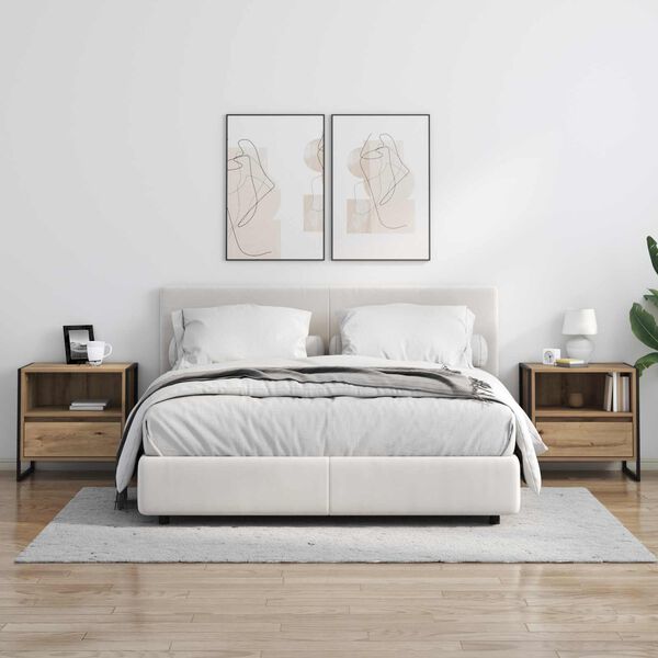 vidaXL Comodino Rovere Artigianale 50 x 39,5 x 50 cm Legno multistrato