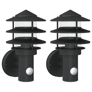 vidaXL Applique per Esterno con Sensore 2 pz Nere in Acciaio Inox