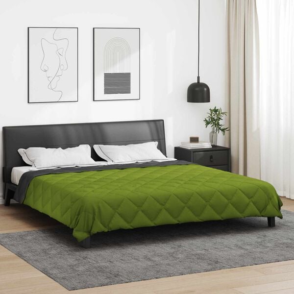 vidaXL Duvet Estivo Verde e Antracite 240 x 200 cm Microfibra