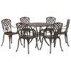 vidaXL Set da Pranzo per Giardino 7 pcs Bronzo 90 x 90 x 75 cm