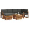 vidaXL Set divani 7 pcs Naturale e Antracite Legno di Acacia Massello