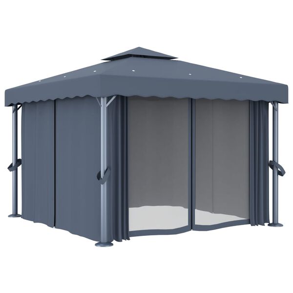 vidaXL Gazebo con Tende 3x3 cm Antracite Alluminio