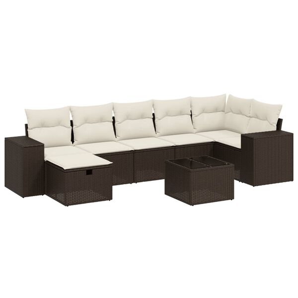 vidaXL Set Divani da Giardino 7 pz con Cuscini Marrone in Polyrattan
