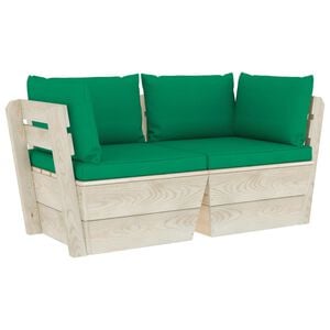 vidaXL Divano da Giardino a 2 Posti su Pallet con Cuscini Legno Abete