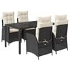 vidaXL Set da Pranzo da Giardino 5 pz Nero con Cuscini in Polyrattan