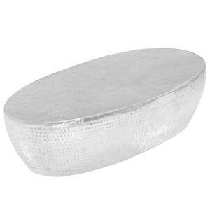 vidaXL Tavolino da Salotto 100x50x28cm Argento in Alluminio Martellato