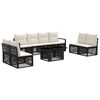 vidaXL Set Divano da Giardino 9 pz Nero e Bianco Crema polyrattan