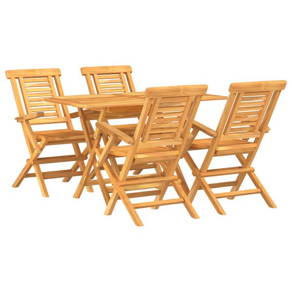 vidaXL Set da Pranzo per Giardino 5 pz in Legno Massello di Teak