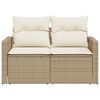 vidaXL Divano da Giardino con Cuscini a 2 Posti Beige in Polyrattan