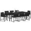vidaXL Set da Pranzo per Giardino 9 pcs Nero polyrattan
