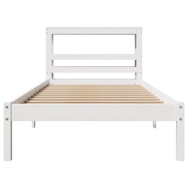 vidaXL Letto senza Materasso Bianco 75x190 in Legno Massello di Pino