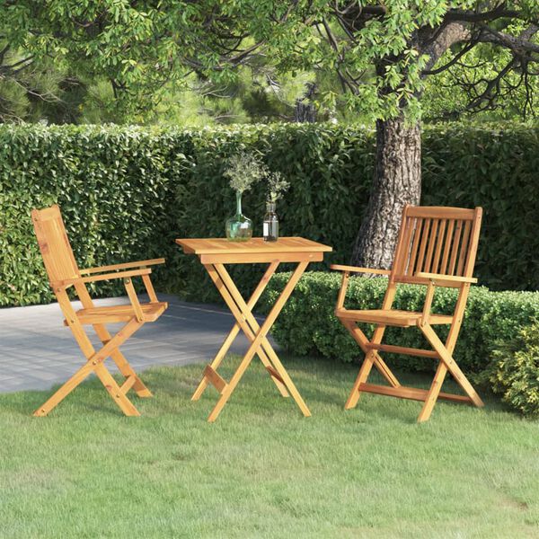 vidaXL Set da Pranzo da Giardino 3 pz Pieghevole in Massello di Acacia