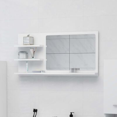 vidaXL Specchio da Bagno Bianco 90x10,5x45 cm in Legno Multistrato