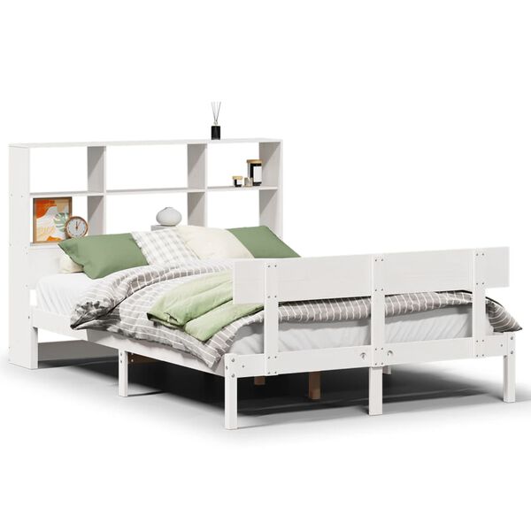 vidaXL Letto Libreria senza Materasso Bianco 120x200 cm Legno di Pino
