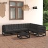 vidaXL Set Divani da Giardino 7 pz con Cuscini Massello di Pino Nero