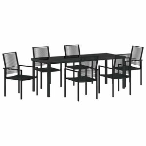 vidaXL Set da Pranzo per Giardino 7 pz Nero
