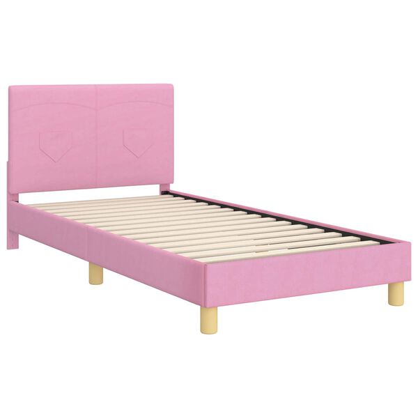 vidaXL Struttura letto bambini con testata Rosa 90 x 190 cm Tessuto