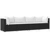 vidaXL Set Divani da Giardino 4 pz con Cuscini Nero in Polyrattan