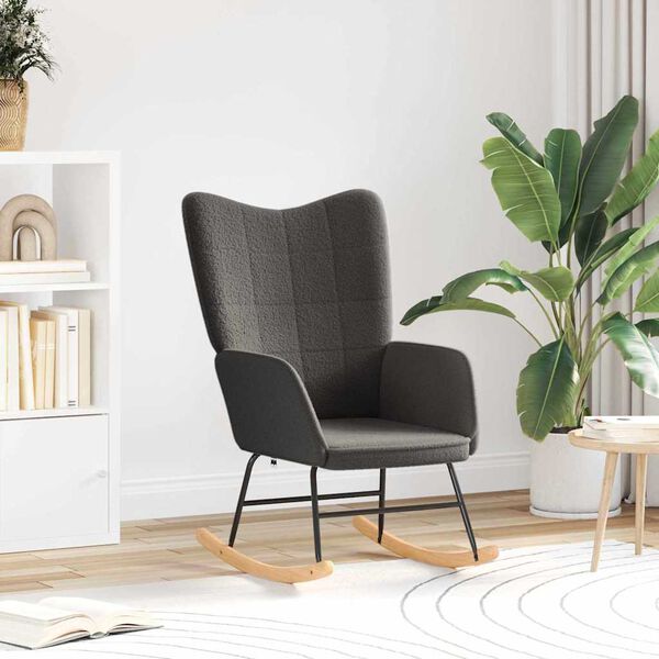 vidaXL Sedia a dondolo Grigio scuro Tessuto Sherpa