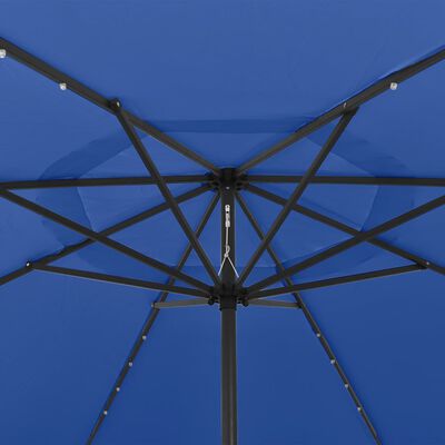 vidaXL Ombrellone da Esterni con LED e Palo in Metallo 400 cm Azzurro