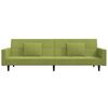 vidaXL Divano Letto 2 Posti 2 Cuscini Poggiapiedi Verde Chiaro Velluto