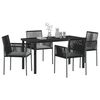 vidaXL Set da Pranzo per Giardino 5 pcs Nero Rattan in PE