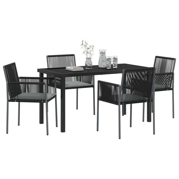 vidaXL Set da Pranzo per Giardino 5 pcs Nero Rattan in PE