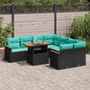 vidaXL Set Divani da Giardino 9 pz con Cuscini Nero in Polyrattan