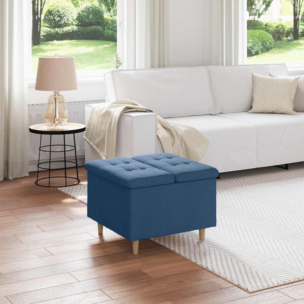 vidaXL Sgabello Button con cuscino Blu 60 x 60 x 45 cm Tessuto