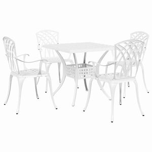 vidaXL Set di Tavolo da Giardino 5 pcs Bianco Alluminio pressofuso