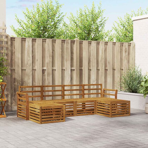 vidaXL Set divani 6 pcs Naturale Legno di Acacia Massello