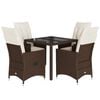 vidaXL Set da Pranzo da Giardino 5pz con Cuscini in Polyrattan Marrone