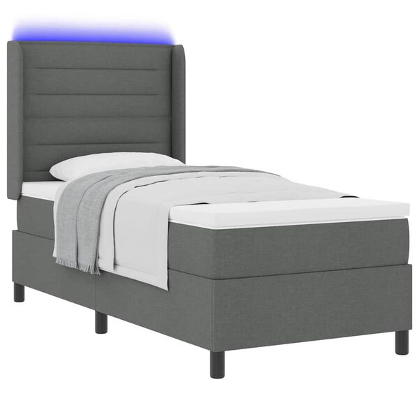 vidaXL Letto a Sorgente LED Grigio scuro 80 x 200 cm Tessuto