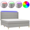 vidaXL Letto a Molle Materasso e LED Grigio Chiaro 180x200 cm Tessuto