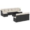vidaXL Set Divani da Giardino 11 pz con Cuscini in Polyrattan Nero