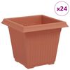 vidaXL Vaso quadrato per fiori 24 pcs Rosso Mattone 16 x 16 x 14 cm