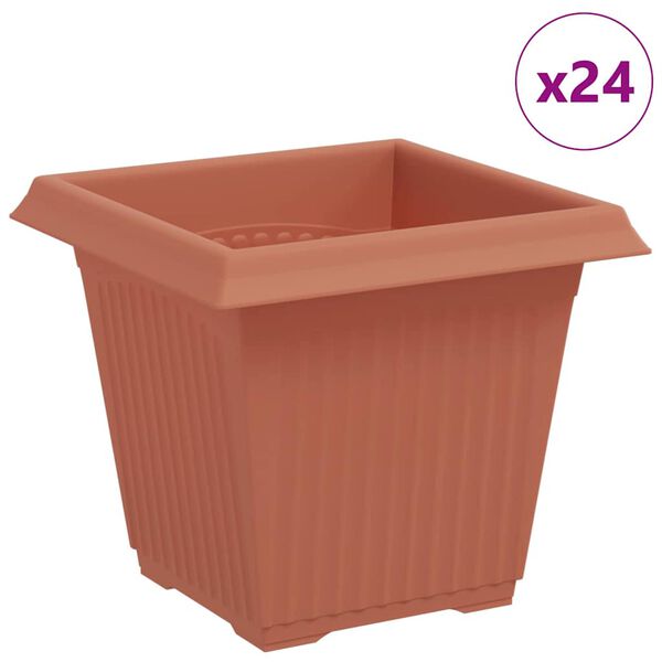 vidaXL Vaso quadrato per fiori 24 pcs Rosso Mattone 16 x 16 x 14 cm