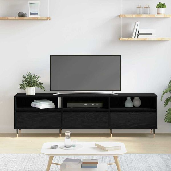 vidaXL Mobile TV Rovere Nero 150 x 30 x 45 cm Legno multistrato