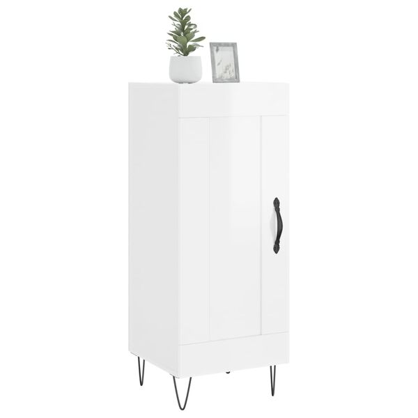 vidaXL Credenza Bianco Lucido 34,5x34x90 cm in Legno Multistrato